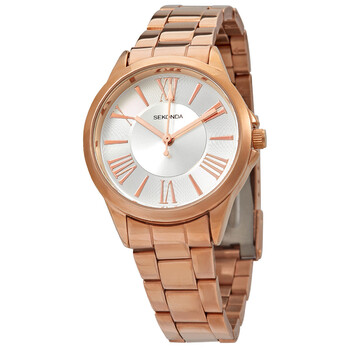 Quartz Silver Dial Rose Goldtone Watch