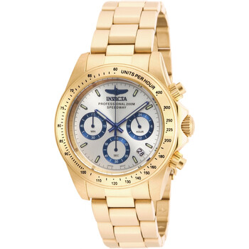 Speedway Chronograph Silver Dial Yellow Goldplated Watch