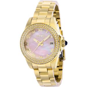 Angel Date Quartz Crystal Pink Dial Watch