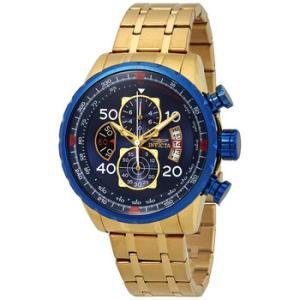 Aviator Chronograph Blue Dial 18kt Goldplated Watch