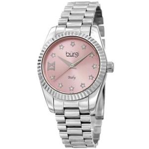 Designer Quartz Crystal Pink Dial Watch BUR194SSPK