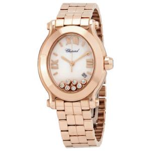 Happy Sport Oval Floating Diamond 18 kt Rose Gold Watch