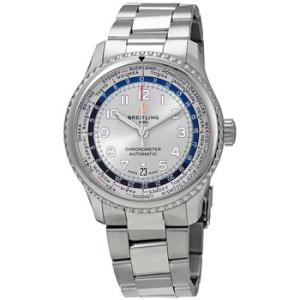 Preowned Breitling Navitimer 8 Unitime World Time Automatic Silver Dial Watch AB3521U01G1A1