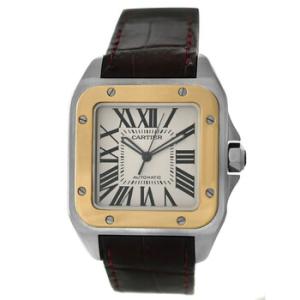 Preowned Cartier Santos 100 XL Automatic Silver Dial Watch W20077X7