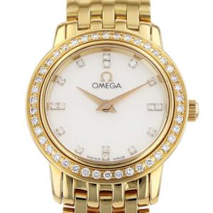 Preowned Omega De Ville Prestige Quartz Diamond White Dial Watch 4175.35.00