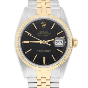 Preowned Rolex Datejust Automatic Black Dial Watch 16013 BKSJ