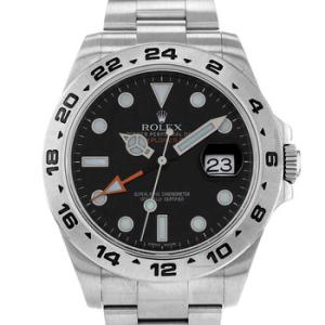 Preowned Rolex Explorer II GMT Automatic Chronometer Black Dial Watch 216570 BKSO