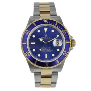 Preowned Rolex Submariner Automatic Chronometer Blue Dial Watch 16613 BLSO