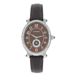 Preowned Tourneau Oval 34004ABrn Quartz Diamond Brown Dial Watch