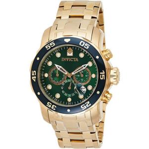 Pro Diver Chronograph Green Dial 18kt Goldplated Watch