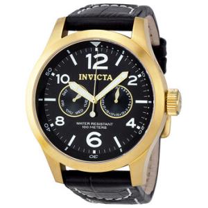 Specialty Military Black Dial Black Leather Watch