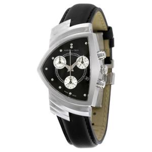 Ventura Chrono Black Dial Shield Shaped Watch H24412732