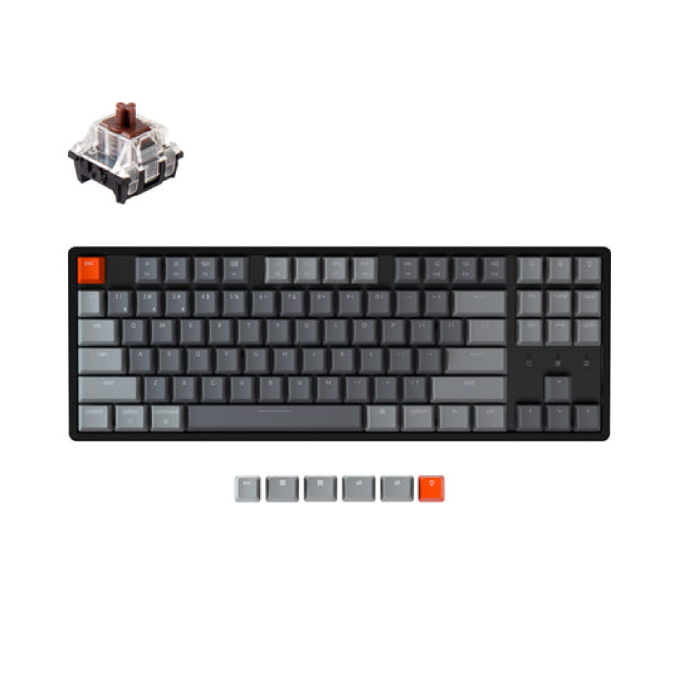 Keychron K2 84 Key Gateron Hot-Swappable Mechanical Keyboard White LED Brown Russian Layout