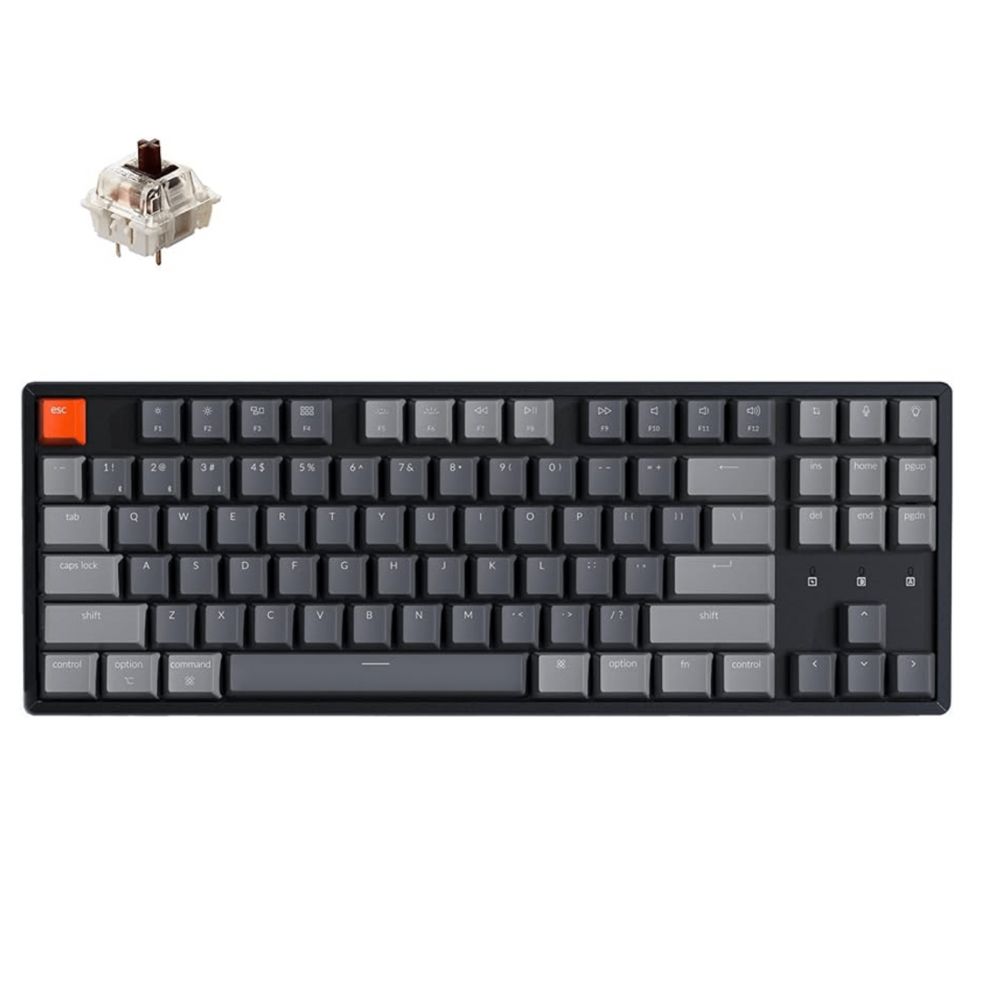 Keychron K8 87Key, Gateron G Pro Brown, Hot-Swap, Aluminum Frame, BT/USB-A, EN/UKR, R