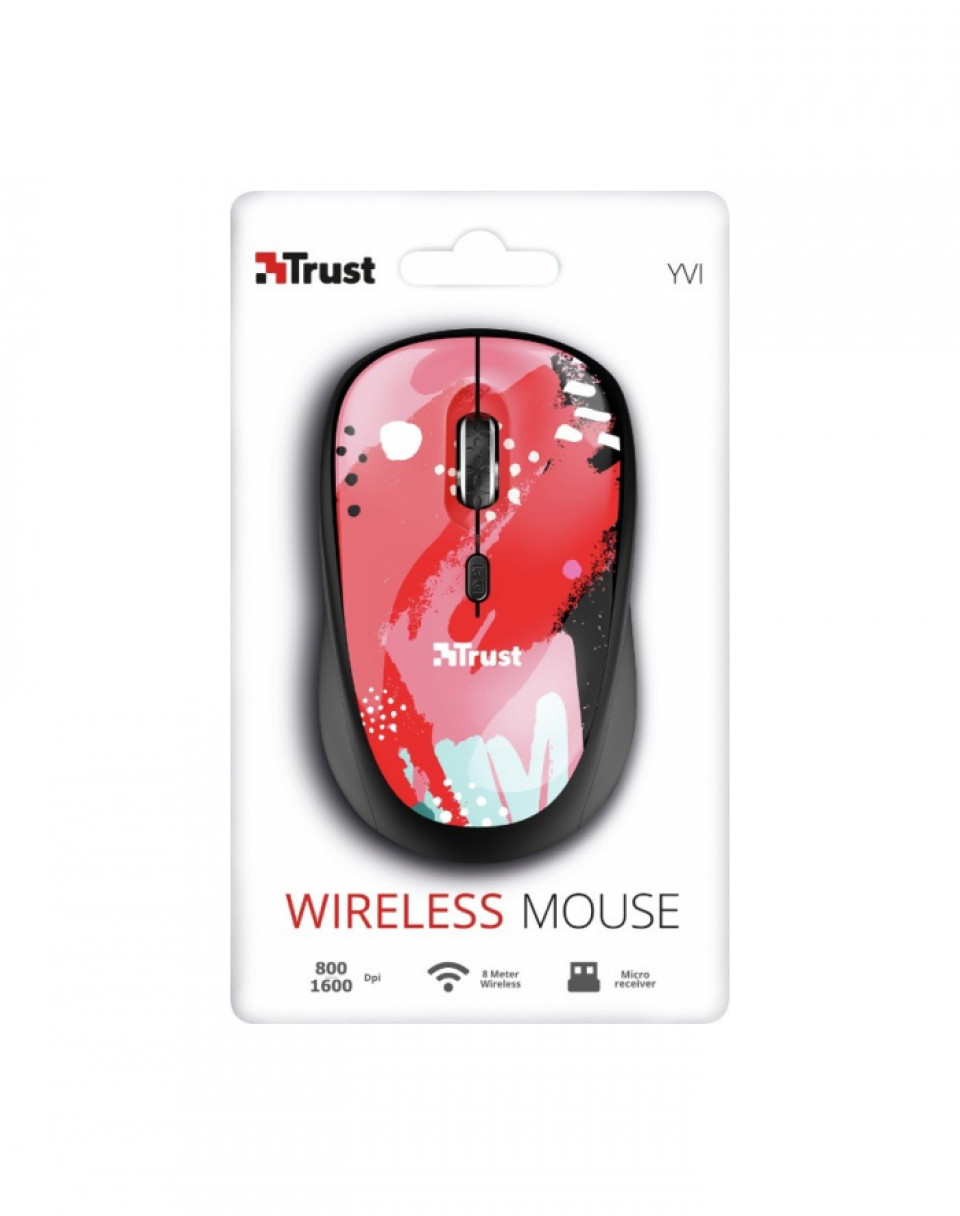 TRUST Yvi Wireless Mouse RED BRUSH/24440