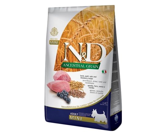 ძაღლის საკვები Farmina N&D Ancestral Grain Adult Mini ბატკანი და მოცვი 2.5 კგ