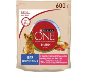 ძაღლის საკვები Purina One Mini საქონლის ხორცი 600გ