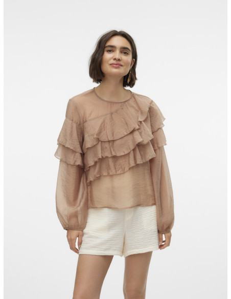 Vero Moda - VMLEANNA LS RUFFLE TOP VMA