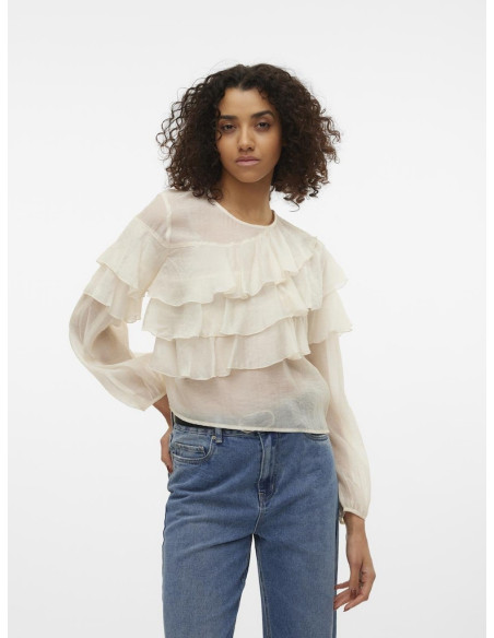 Vero Moda - VMLEANNA LS RUFFLE TOP VMA