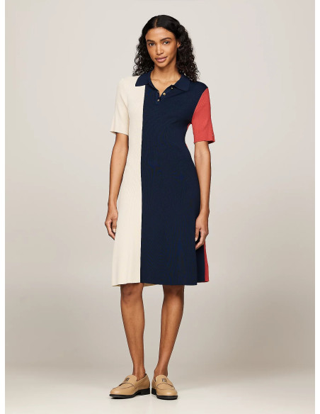 Tommy Hilfiger - RIB STRIPES POLO SS SWT DRESS