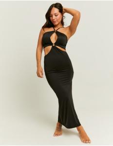 Tally Weijl - Black Halter Maxi Dress with Flower Cut Out