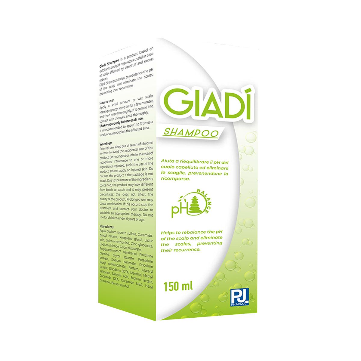 ქერტლის საწინააღმდეგო შამპუნი Giadi 150 მლ ფიჯეი ფარმა - PJ Pharma
