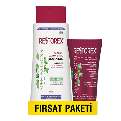 რესტორექსი - პრომო შეფუთვა შამპუნი თმის ცვენის საწ. ყველა ტიპის თმისთვის 500მლ+ნიღაბი ყველა ტიპის თმისთვის 200მლ(250მლ)