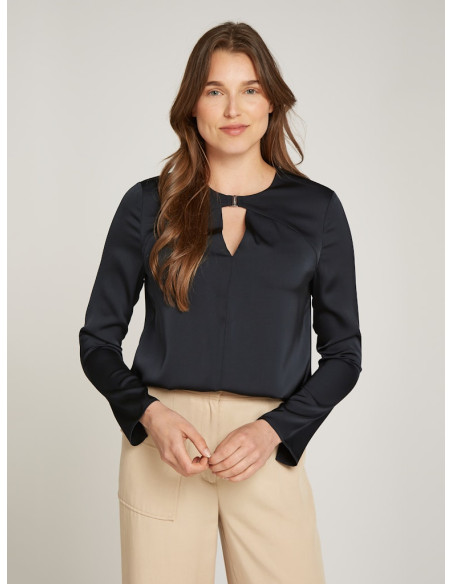 CALVIN KLEIN - LW SHINY SATIN LS BLOUSE