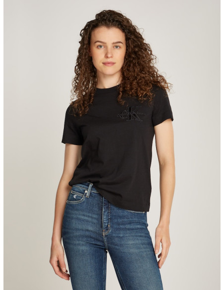 CALVIN KLEIN - SATIN APPLIQUE REGULAR TEE