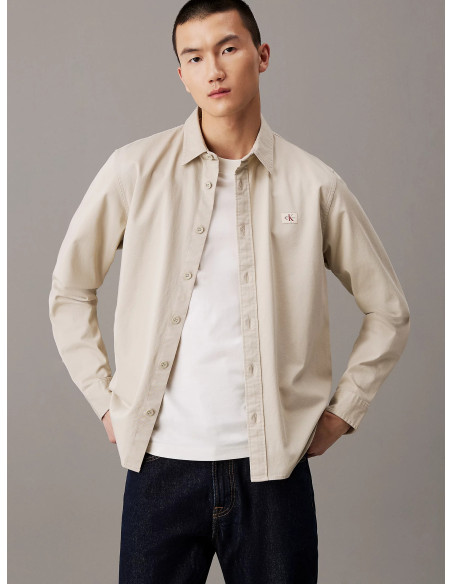 CALVIN KLEIN - WOVEN LABEL COTTON TWILL SHIRT