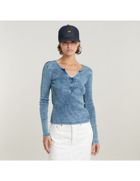 G-Star Raw - Deep v indigo henley slim l\s wmn