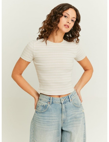 Tally Weijl - STRIPED CROPPED T-SHIRT