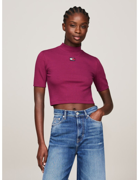 Tommy Jeans - TJW BADGE MOCK NECK TOP SS