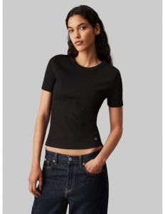 CALVIN KLEIN - WOVEN LABEL RIB FITTED TEE