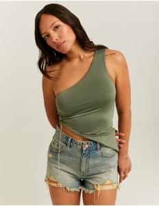 Tally Weijl - Khaki Asymmetric Top with Strass Detail