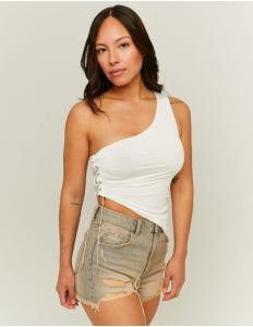 Tally Weijl - White Asymmetric Top with Strass Detail