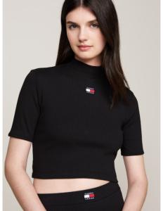 Tommy Jeans - TJW BADGE MOCK NECK TOP SS