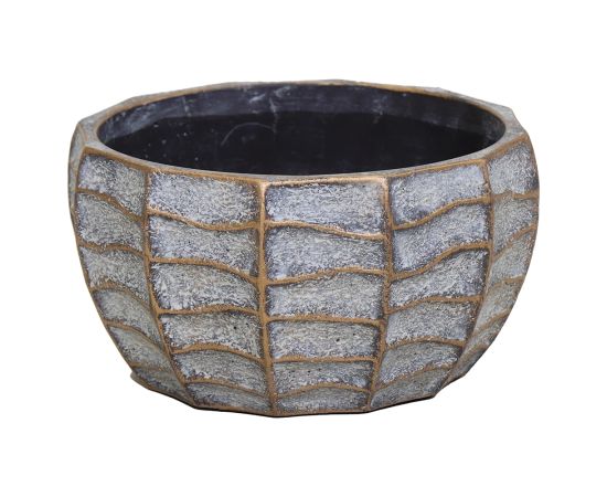 კერამიკული ქოთანი Mega Collections Aurum Bowl Wave Bronze D22H11.5