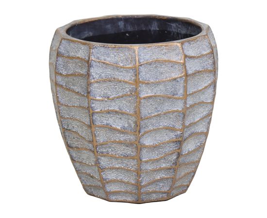 კერამიკული ქოთანი Mega Collections Aurum Egg Pot Wave Bronze D18.5H18