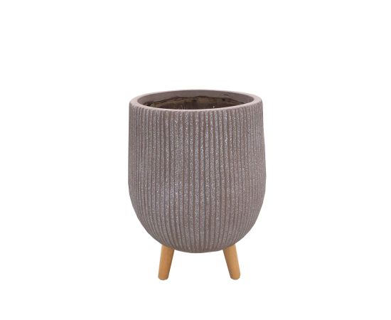 ქოთანი კერამიკული Nuovo pot on stand taupe h33xd22 სმ