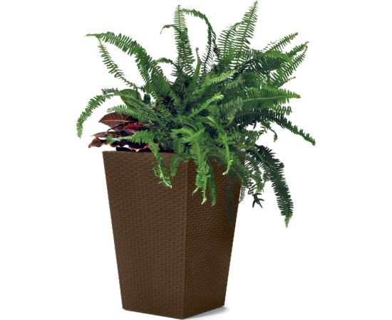 ქოთანი ყვავილის ყავისფერი Keter Small Rattan Planter-BRW590 28.5x28.5x43.5 cm