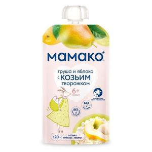 მამაკო - პიურე მსხლის და ვაშლის თხის რძის ხაჭოთი /6თვ+/