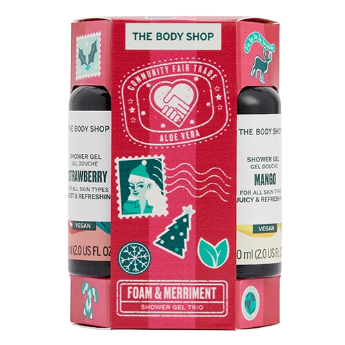 ბოდი შოპი - სასაჩუქრე ნაკრები XM22  G1 მანგო შხ.გელი 60მლ. ვარდისფერი გრეიფრუტი შხ.გელი 60მლ. მარწყვი შხ.გელი 60მლ