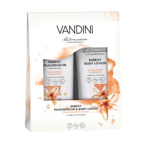 ვანდინი - ENERGY სასაჩუქრე ნაკრები შხაპის გელი/ტანის ლოსიონი ფორთოხლის ყვავილი/ბაბასუს ზეთი