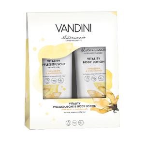 ვანდინი - VITALITY სასაჩუქრე ნაკრები შხაპის გელი/ტანის ლოსიონი ვანილის ყვავილი/მაკადამიის ზეთი