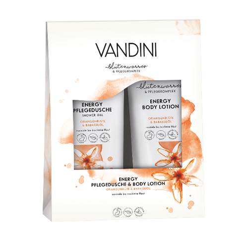 ვანდინი - ENERGY სასაჩუქრე ნაკრები შხაპის გელი/ტანის ლოსიონი ფორთოხლის ყვავილი/ბაბასუს ზეთი