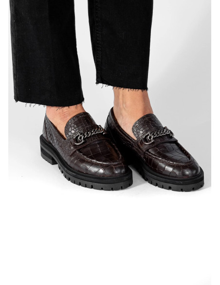 Asra - FRANCINE MOCHA CROC LOAFER