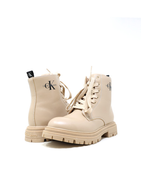 CALVIN KLEIN - LACE-UP BOOTIE BEIGE