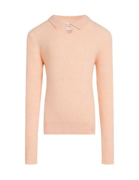 CALVIN KLEIN - POLO COLLAR KNIT SOFT SWEATER