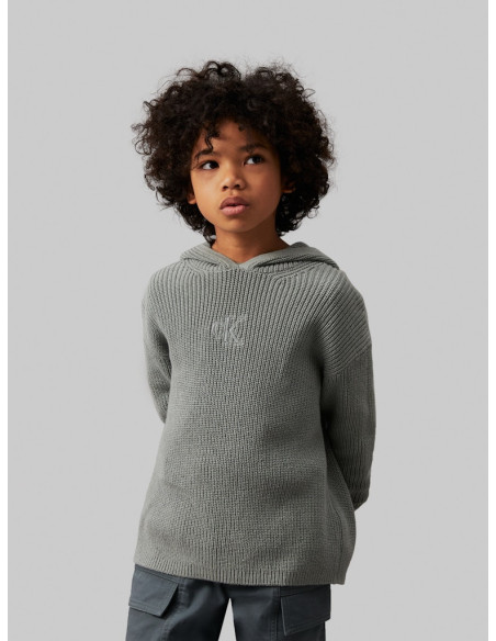 CALVIN KLEIN - RIBBED MONOGRAM HOODIE SWEATER